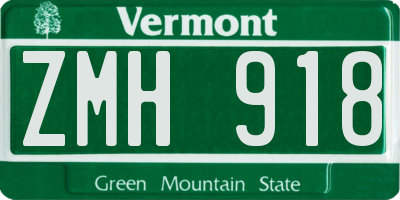VT license plate ZMH918