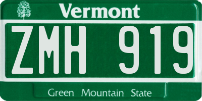VT license plate ZMH919