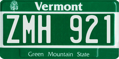 VT license plate ZMH921