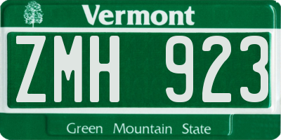 VT license plate ZMH923
