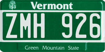VT license plate ZMH926