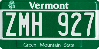 VT license plate ZMH927