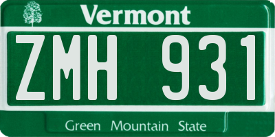 VT license plate ZMH931