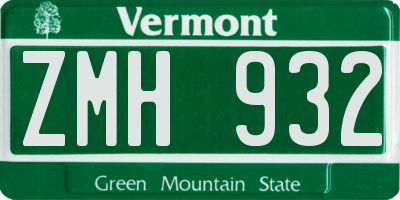 VT license plate ZMH932