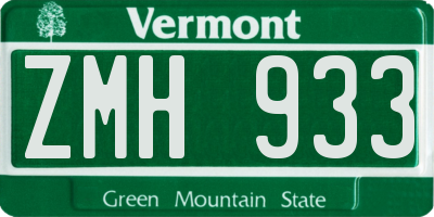 VT license plate ZMH933