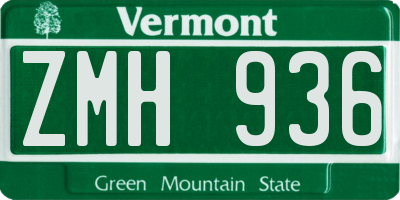 VT license plate ZMH936