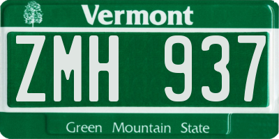 VT license plate ZMH937