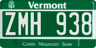 VT license plate ZMH938