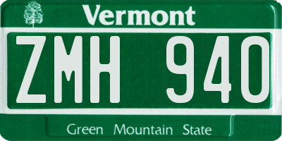 VT license plate ZMH940