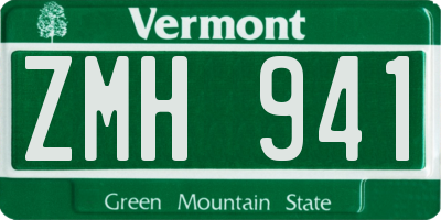 VT license plate ZMH941