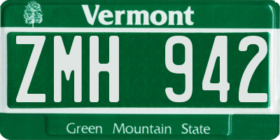 VT license plate ZMH942