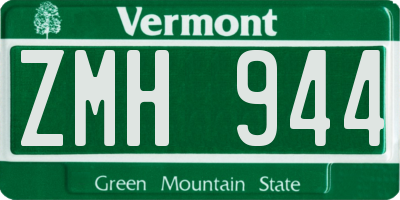 VT license plate ZMH944