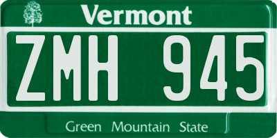 VT license plate ZMH945