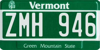 VT license plate ZMH946