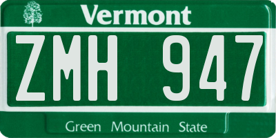 VT license plate ZMH947