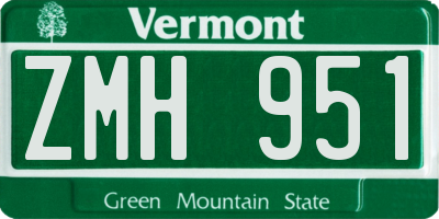 VT license plate ZMH951