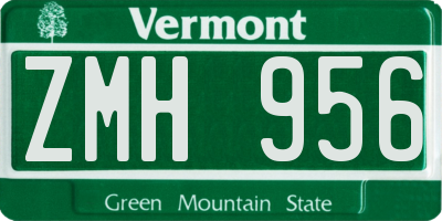 VT license plate ZMH956