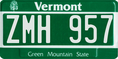 VT license plate ZMH957