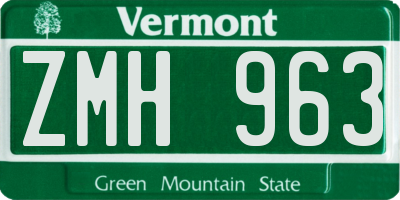 VT license plate ZMH963