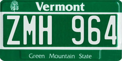 VT license plate ZMH964