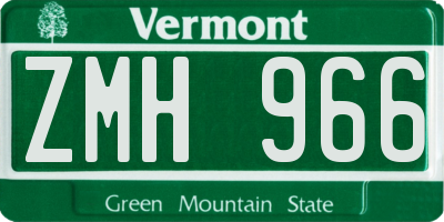 VT license plate ZMH966