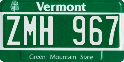 VT license plate ZMH967