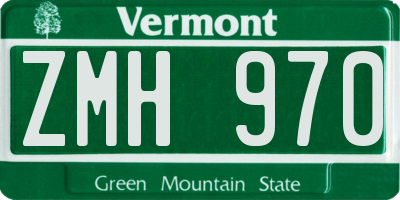VT license plate ZMH970