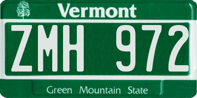 VT license plate ZMH972