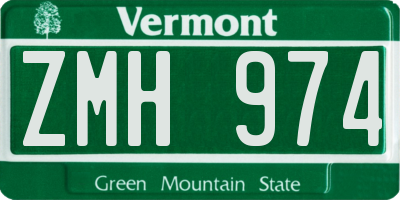 VT license plate ZMH974