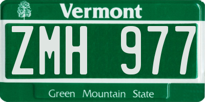 VT license plate ZMH977