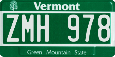 VT license plate ZMH978