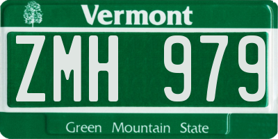 VT license plate ZMH979