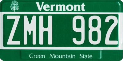 VT license plate ZMH982