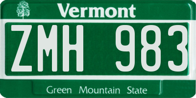 VT license plate ZMH983