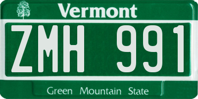 VT license plate ZMH991
