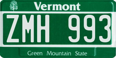 VT license plate ZMH993
