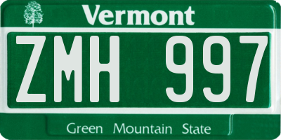 VT license plate ZMH997