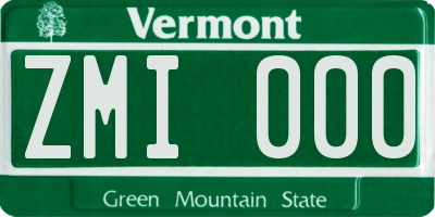 VT license plate ZMI000