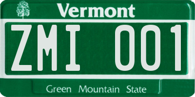VT license plate ZMI001