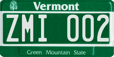 VT license plate ZMI002