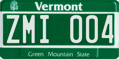 VT license plate ZMI004