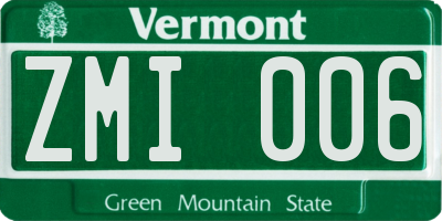 VT license plate ZMI006