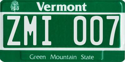 VT license plate ZMI007