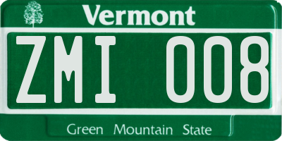 VT license plate ZMI008