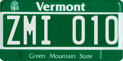 VT license plate ZMI010