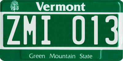 VT license plate ZMI013