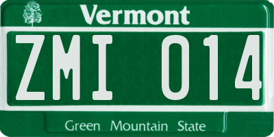 VT license plate ZMI014