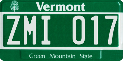 VT license plate ZMI017