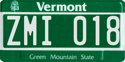 VT license plate ZMI018