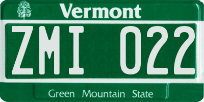 VT license plate ZMI022